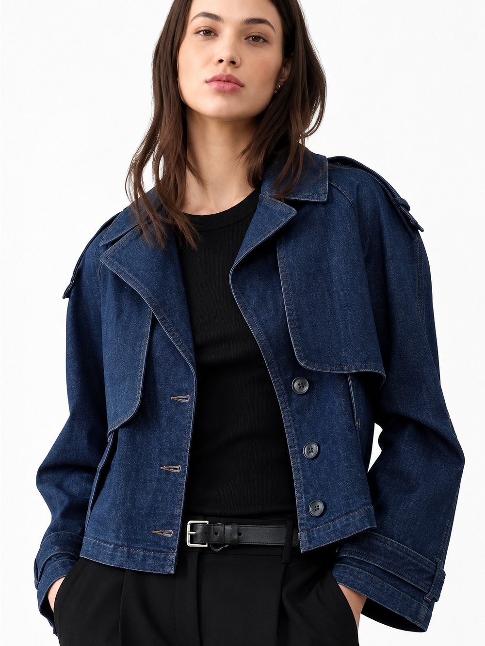 Banana Republic Denim Jacket Dark Wash Cropped Utility NWOT S